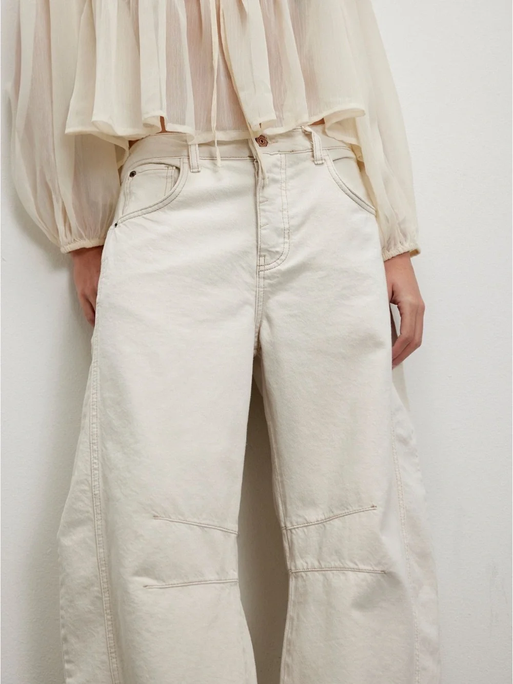 We The Free Good Luck Mid-Rise Barrel Jeans | Milk | 27 | NWOT - Picture 4 of 5